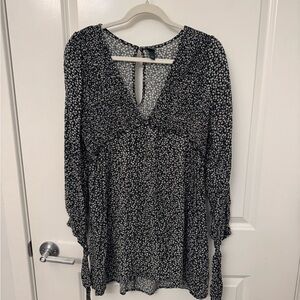 Wild Fable Black and White Floral Mini Dress